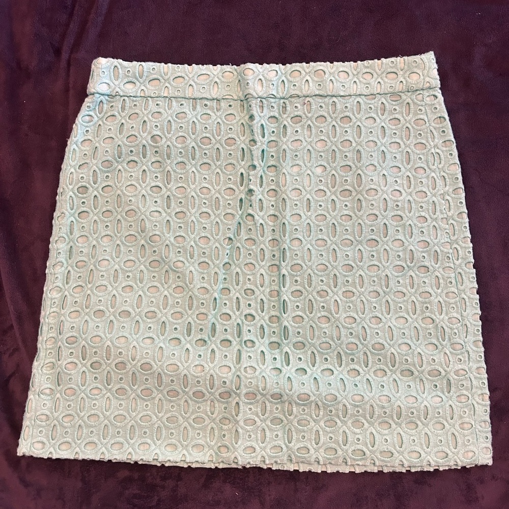 J. Crew light turquoise Eyelet Mini Skirt